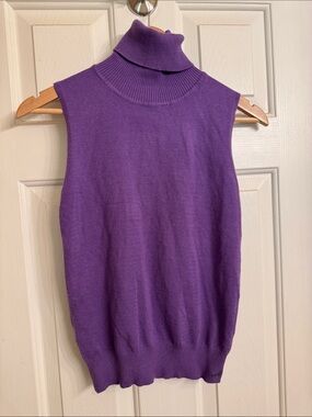 Q2 Purple Sleeveless Turtleneck Knit Tank
